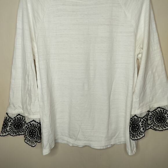 Ann Taylor Loft Embroidered Top Flared Sleeve - Picture 3 of 7